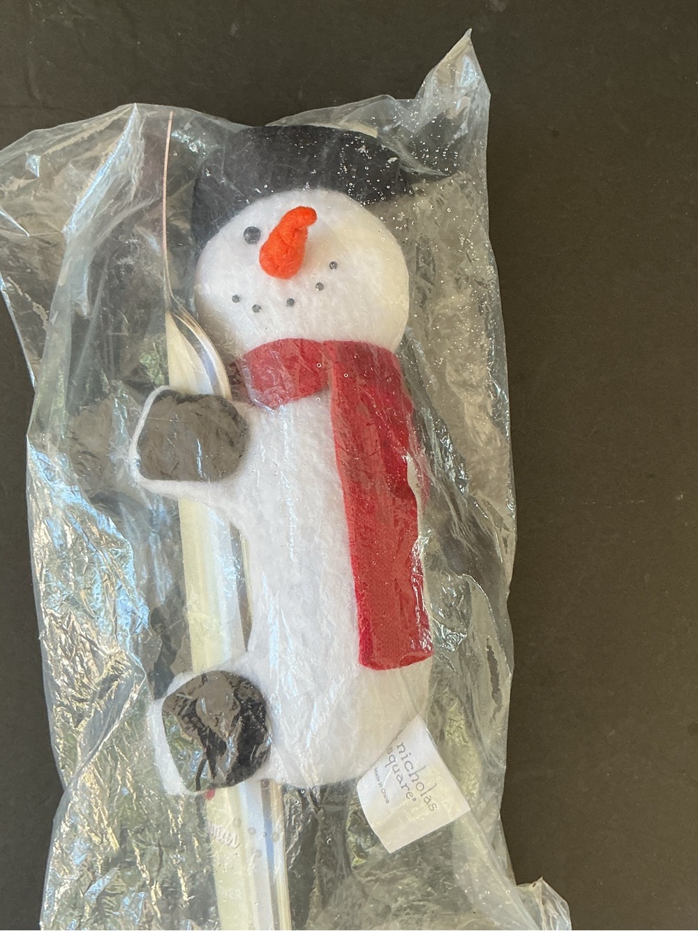 Source Unknown White Snowman Plush Ornament with Red Scarf and Orange Carrot